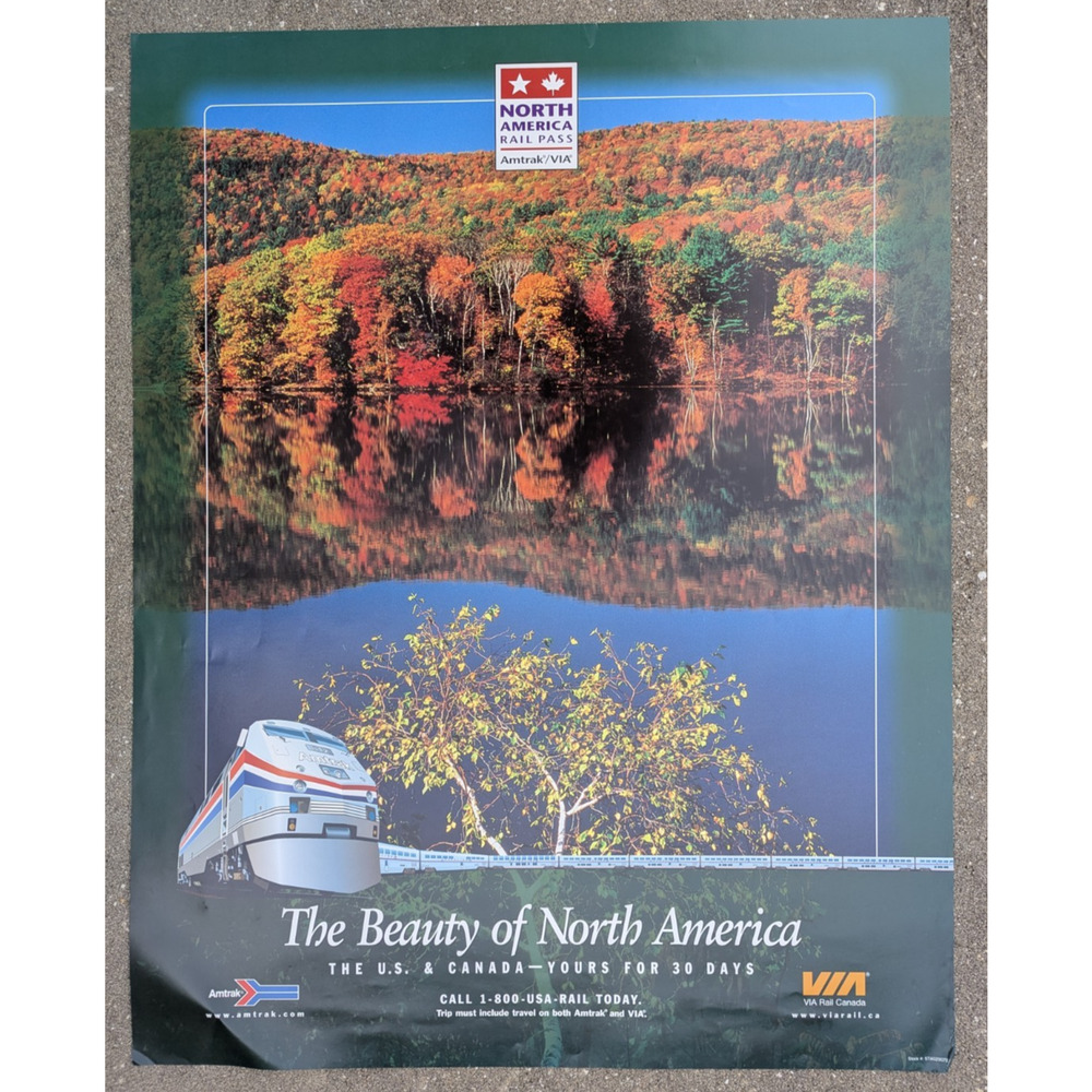 Railroad Amtrak VIA The Beauty of North America Poster US Canada Tour 22" x 28"